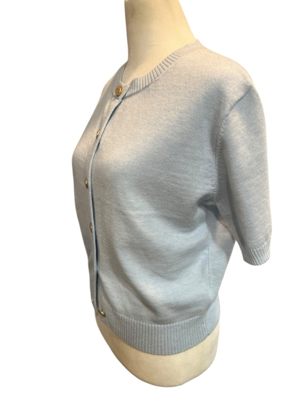 Soho & Stella Light Blue Short Sleeve Button Down Cardigan - Large - Picture 3 of 6